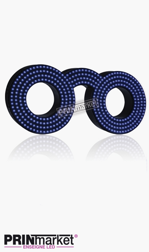 Lunettes LED Classic Ronde, Acier Noir, Leds Bleues