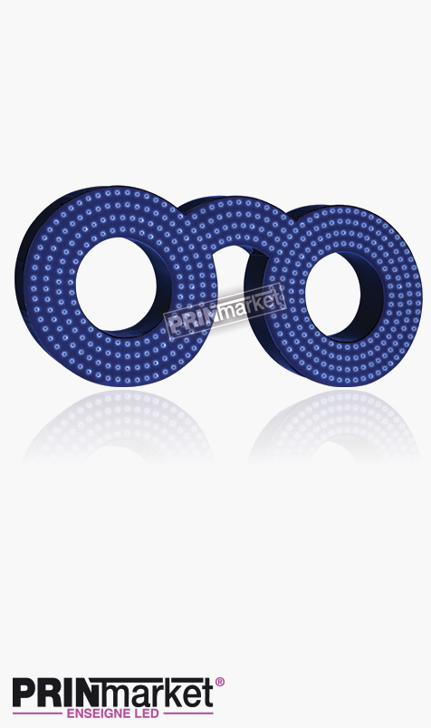 Lunettes LED Classic Ronde, Acier Bleu, Leds Bleues
