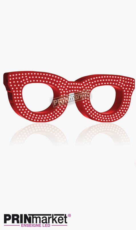 Lunettes LED Rayban Clubmaster, Acier Rouge, Leds Blanches