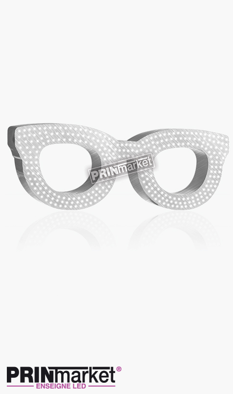 Lunettes LED Rayban Clubmaster, Acier brossé, Leds Blanches