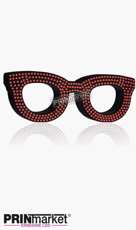 Lunettes LED Rayban Clubmaster, Acier Noir, Leds Rouges