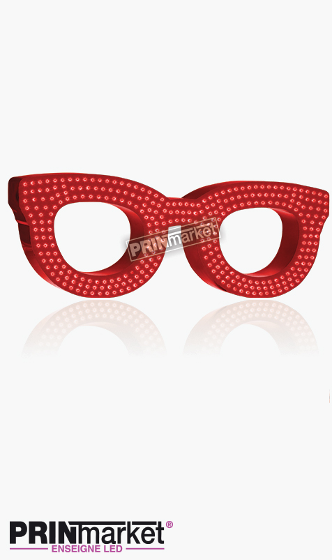 Lunettes LED Rayban Clubmaster, Acier Rouge, Leds Rouges