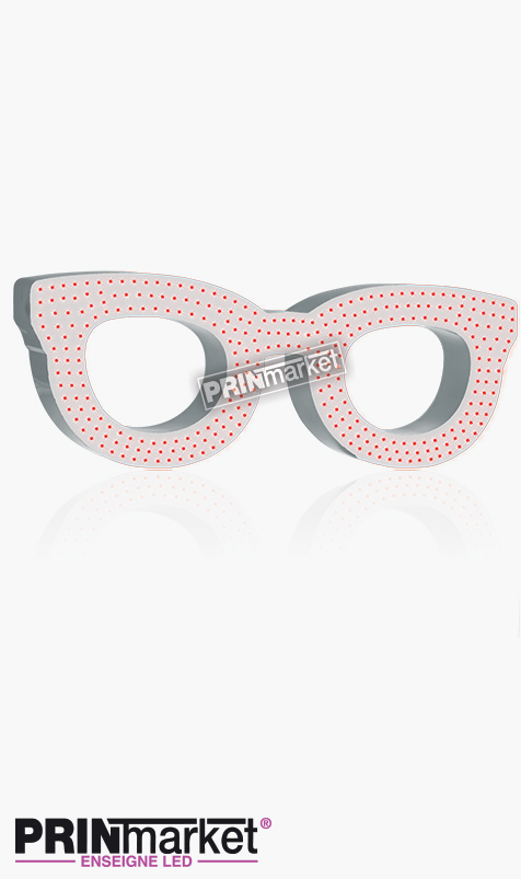 Lunettes LED Rayban Clubmaster, Acier Blanc, Leds Rouges