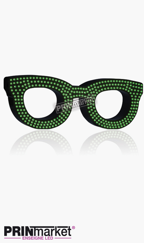 Lunettes LED Rayban Clubmaster, Acier Noir, Leds Vertes