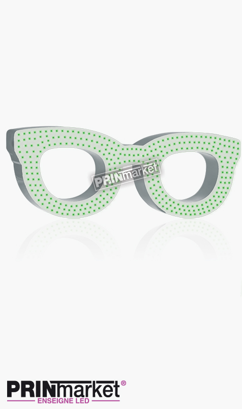 Lunettes LED Rayban Clubmaster, Acier Blanc, Leds Vertes
