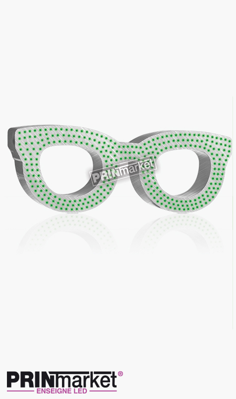 Lunettes LED Rayban Clubmaster, Acier brossé, Leds Vertes