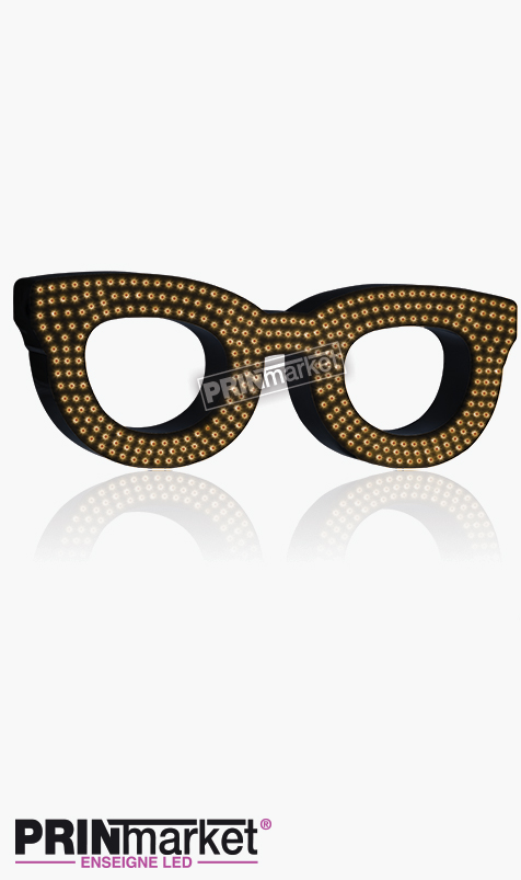 Lunettes LED Rayban Clubmaster, Acier Noir, Leds Ambres