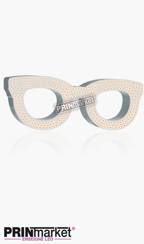 Lunettes LED Rayban Clubmaster, Acier Blanc, Leds Ambres