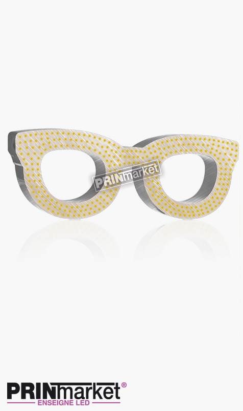 Lunettes LED Rayban Clubmaster, Acier brossé, Leds Ambres