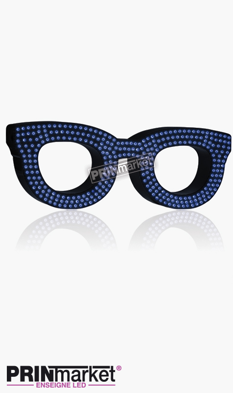 Lunettes LED Rayban Clubmaster, Acier Noir, Leds Bleues