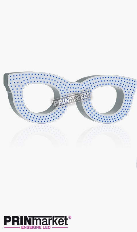 Lunettes LED Rayban Clubmaster, Acier Blanc, Leds Bleues