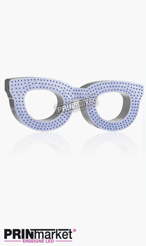 Lunettes LED Rayban Clubmaster, Acier brossé, Leds Bleues
