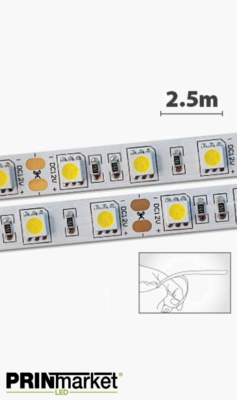 Ruban LED - 2,5 mètres - Non-étanche - 36 watts (14,4 w/m) - 60 LED 5050/m