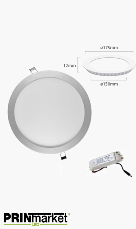 Kit Plafonnier LED Extra-plat rond - 12 watts (équiv. 80W) - Diam. 175 mm